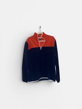Half-Zip Colorblock Fleece Sweater - Orange & Navy. NEVER WORN